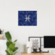 Modern Pisces Zodiac Sign Navy Blue Digital Camo Poster (Home Office)