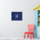Modern Pisces Zodiac Sign Navy Blue Digital Camo Poster (Nursery 1)