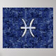Modern Pisces Zodiac Sign Navy Blue Digital Camo Poster (Framsidan)
