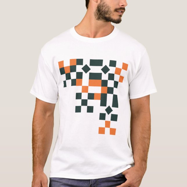 Modern Pixel Art Abstrakt Geometrisk Hörndesign T Shirt (Framsida)