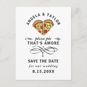 Modern Pizza Amore Black Typography Spara datum Vykort