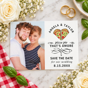 Modern Pizza Amore Svart Typografi Foto Bröllop Spara Datumet