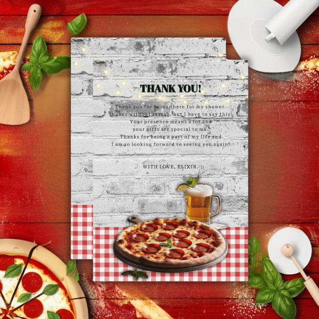 Modern Pizza +Beer Bricks Baby Shower Tack Kort (Skapare uppladdad)