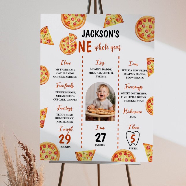 Modern Pizza Birthday Photo Milestone Poster (Skapare uppladdad)