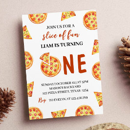 Modern Pizza - första födelsedagsinbjudan Inbjudningar