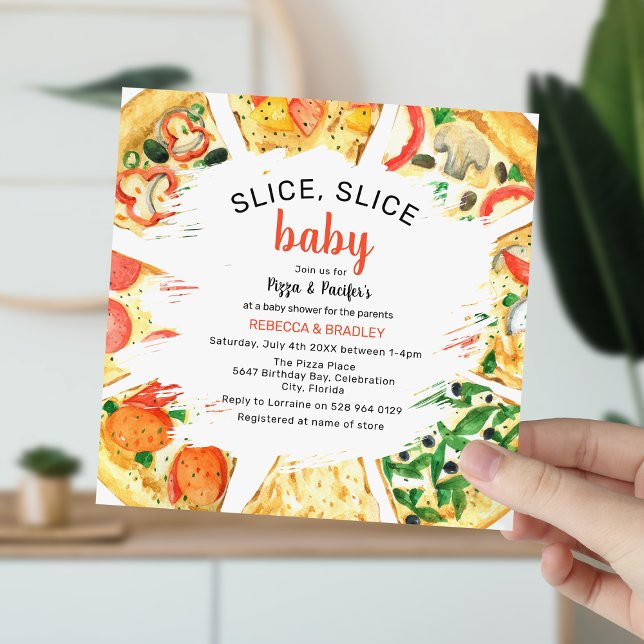 Modern Pizza Par Baby Shower Inbjudningar (Skapare uppladdad)