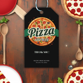 Modern Pizza Party Baby Shower Presentetikett