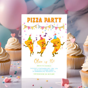 Modern Pizza Party Cute Simple Barns födelsedag Inbjudningar