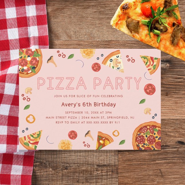 Modern Pizza Party om året Inbjudningar (Skapare uppladdad)