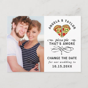 Modern Pizza Svart Skript Foto Ändra Datum Vykort