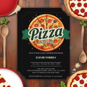 Modern Pizzafest Baby Shower Inbjudningar