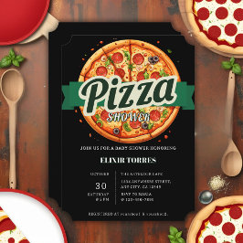 Modern Pizzafest Förlossningsfest Inbjudningar