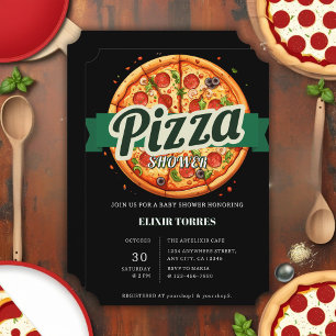 Modern Pizzafest Förlossningsfest Inbjudningar
