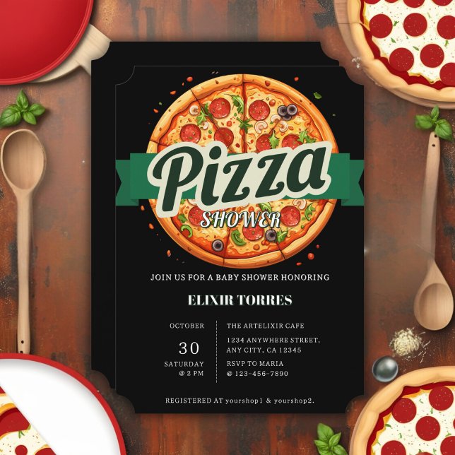 Modern Pizzafest Förlossningsfest Inbjudningar (Skapare uppladdad)
