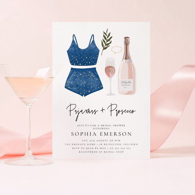 Modern PJ:s och Proseccos Möhippa Inbjudningar (Skapare uppladdad)