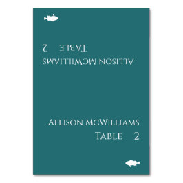 Modern PlaceCards-Fish Icon-Emerald Grönt- Bordsnummer