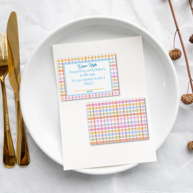 Modern Plaid Colorful Rainbow Diaper Raffle  Tilläggskort (Skapare uppladdad)