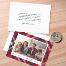 Modern Plaid Merry Christmas Anpassad familjefoto