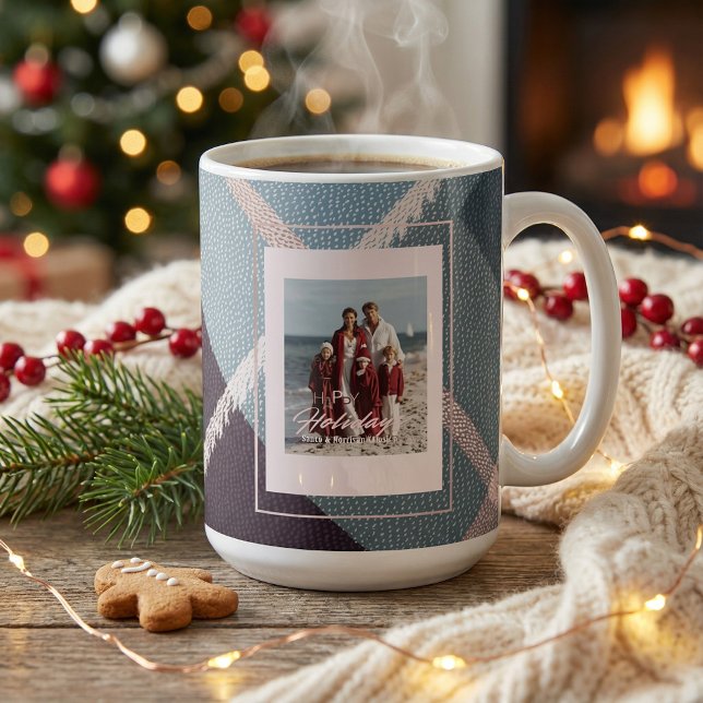 Modern Plaid Rustic Photo Christmas coffee mug Kaffemugg (Skapare uppladdad)