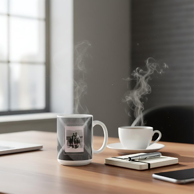 Modern Plaid Rustic Photo Christmas mug Kaffemugg (Skapare uppladdad)