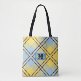 Modern Plaid Tartan Byxor Monogram Skript Namn Tygkasse