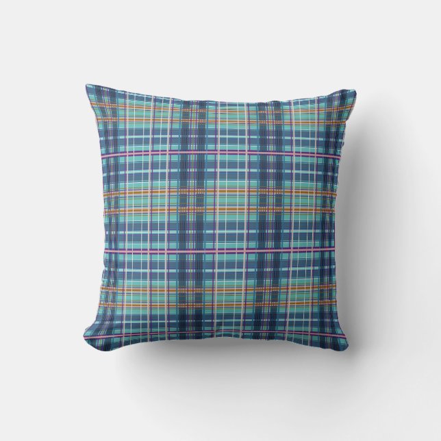 Modern Plaid Throw Pillow - Vibrant Colorful Tarta Kudde (Framsida)