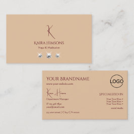 Modern Plain Beige med Monogram Logotyp och judar Visitkort