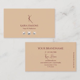Modern Plain Beige med Monogram och Luxe Jewels Visitkort