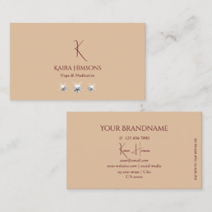 Modern Plain Beige med Monogram och Luxe Jewels Visitkort