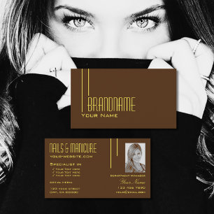 Modern Plain Brown-Gult med Photo Professionell Visitkort