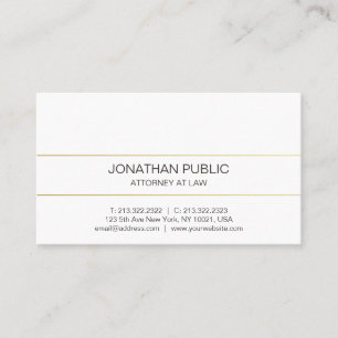 Modern Plain Professionell Elegant Guld Attorney Visitkort