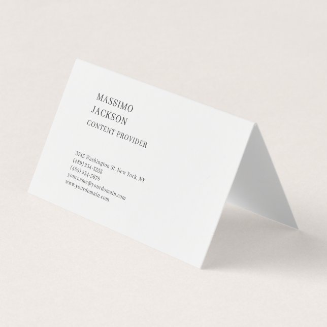 Modern Plain Simple Black White Minimalist  Visitkort (Framsida)