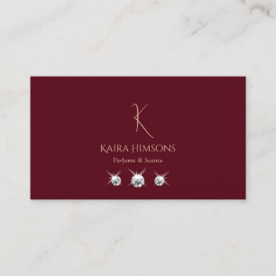 Modern Plain Vin Red med Monogram och judar Visitkort