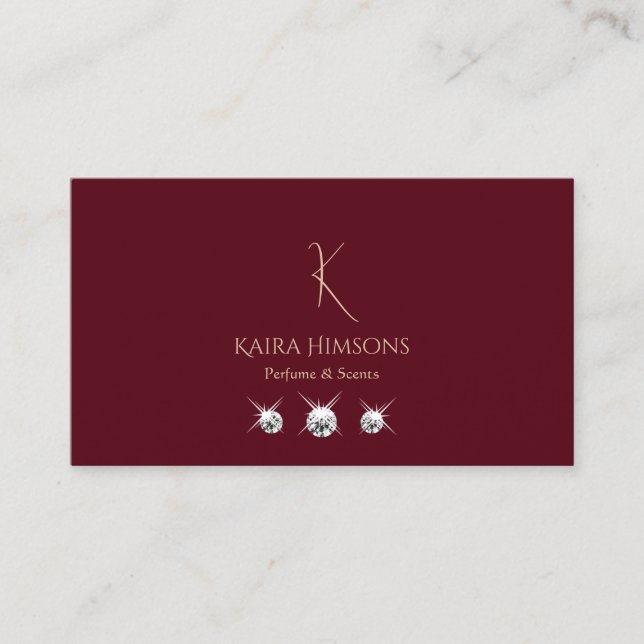 Modern Plain Vin Red med Monogram och judar Visitkort (Framsida)