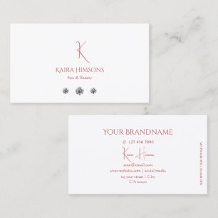 Modern Plain White med Monogram och Diamonds Chic Visitkort