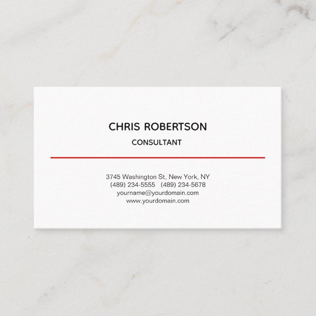 Modern Plain White Minimalist Visitkort (Framsida)