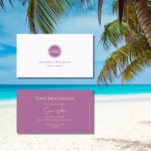 Modern Plain White och Lilac med Logotyp Snyggt Visitkort