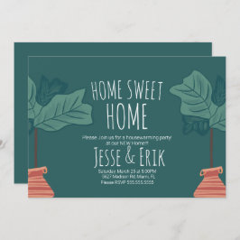 Modern Plant Fiddle Fig Träd Houseuppvärmning Part Inbjudningar