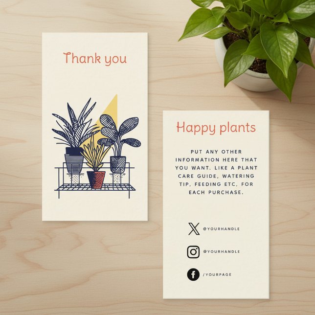 Modern Plant Shop Tack Tilläggskort (Modern Plant Shop Thank You Enclosure Card.)