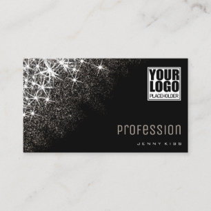 Modern Platinum Silver Glitter Anpassningsbar Logo Visitkort