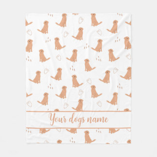 Modern Platt Design Golden Retriever & Hjärtan Pat Fleecefilt