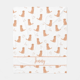 Modern Platt Design Golden Retriever & Hjärtan Pat Fleecefilt