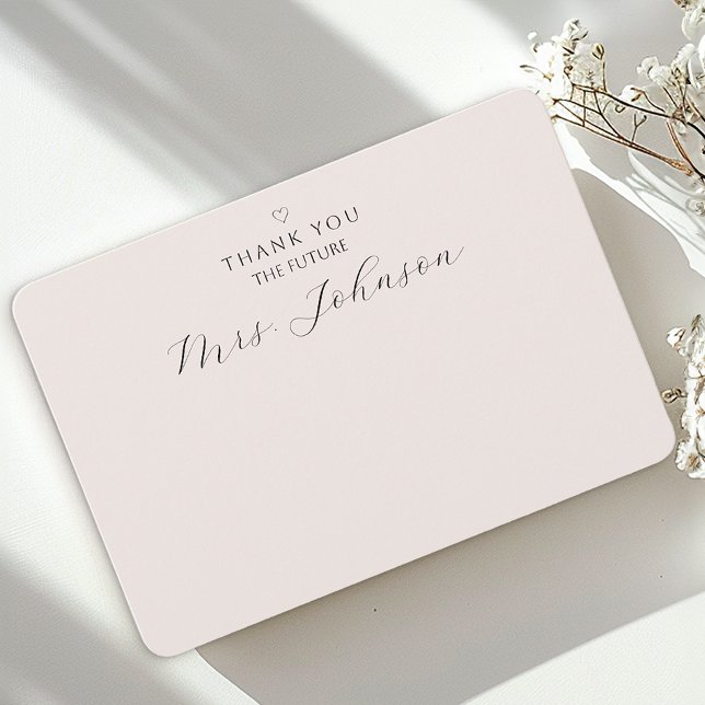 Modern platt tackkort | Den framtida fru Tack Kort (Simple Elegant Thank You Card)