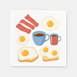 Modern plattdesign för Bacon Eggs Toast and Coffee Pappersservett