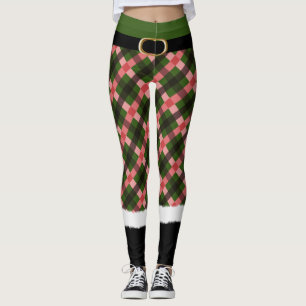Modern Play Elf Santa Costume Cute Roligt jul Leggings
