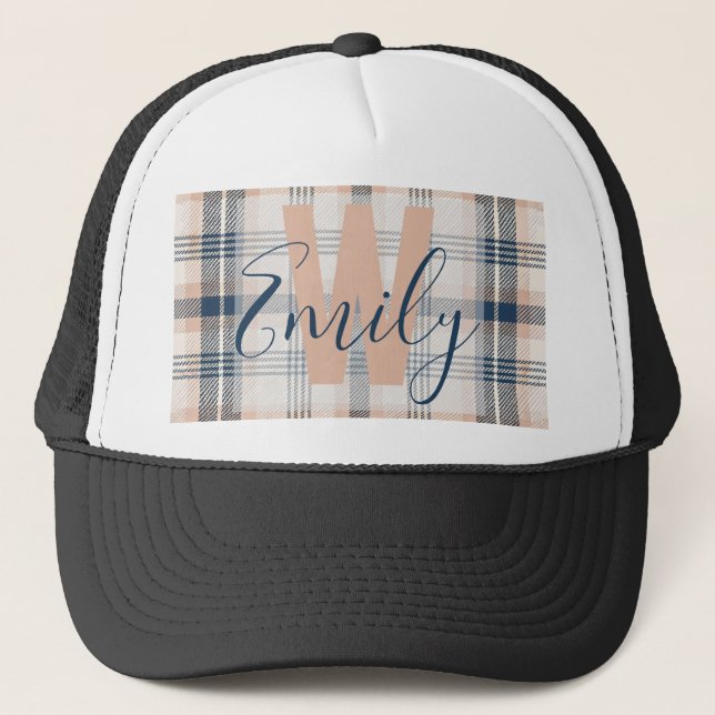 Modern Play Tartan Blue Cream Monogram Keps (Framsida)