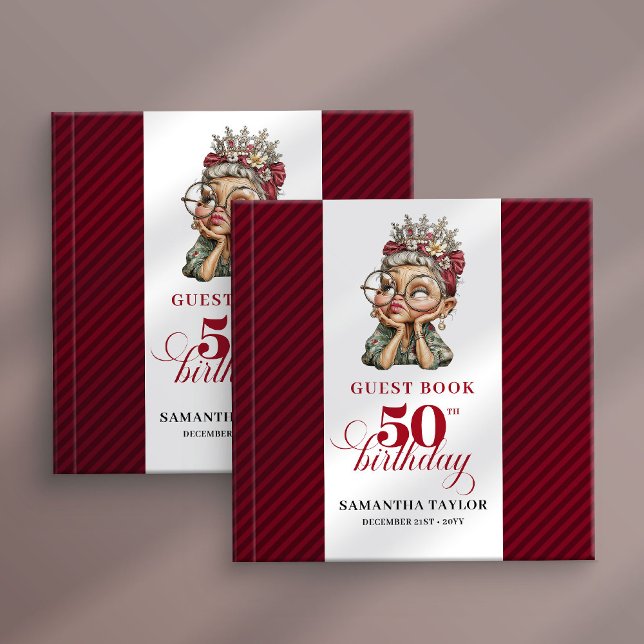 Modern playful 50th birthday woman guest book gästböcker (Modern playful 50th birthday woman guest book)