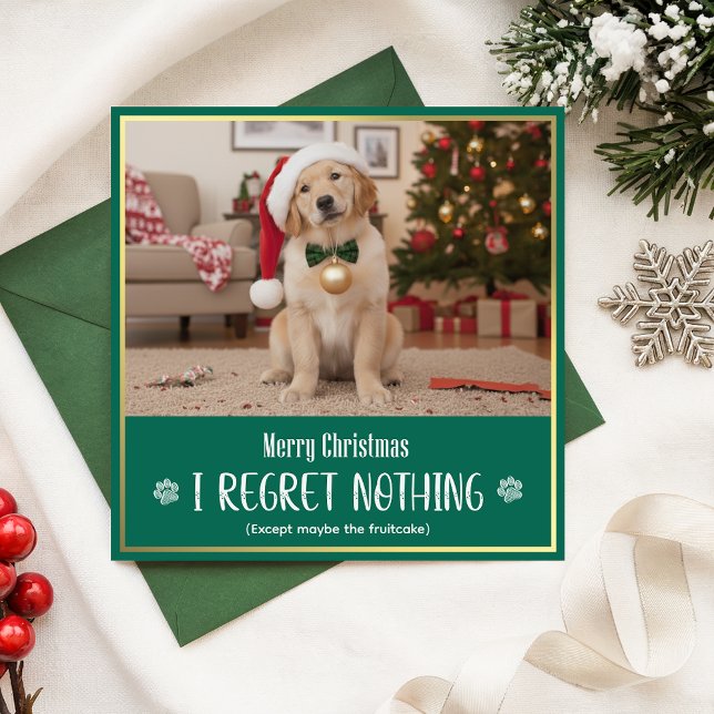 Modern Playful Cute Dog Photo Funny Christmas Julkort (Skapare uppladdad)