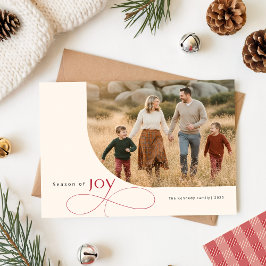 Modern Playful Family Kids Photo Red Bow Christmas Julkort