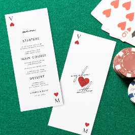 Modern Playing Card Casino Vegas Wedding Menu Meny